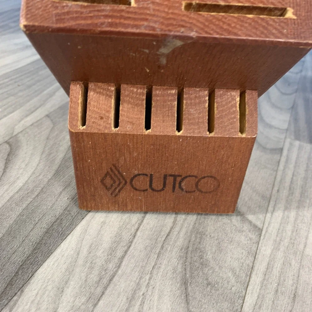 Cutco 13 Slot Solid Oak Knife Block 12 Knives 1 Sharpener Hole USA